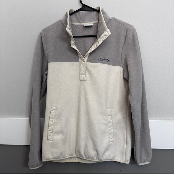 Columbia Tops - Columbia Fleece Sweatshirt 1/2 Button Pullover Grey Women's Warm Cozy